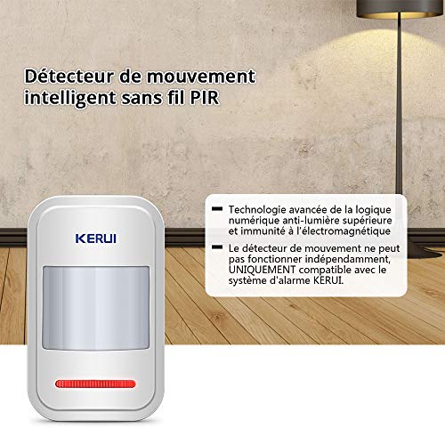 KERUI - Sistema de Alarma Inalámbrica, Sensores Infrarrojos Pasivos, Detectores de Movimiento por Infrarrojos, Sirena, 433 MHz, Seguridad para el Hogar