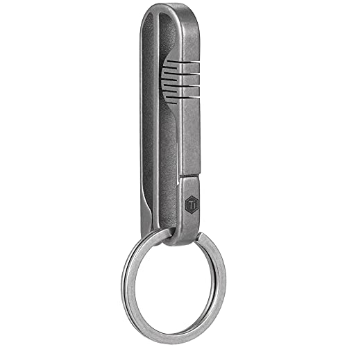 KeyUnity KM03 Llavero Titanio Clip para cinturón, Porta Llaves con Anilla Llavero Acero Inoxidable, extraíble para cinturón de Servicio