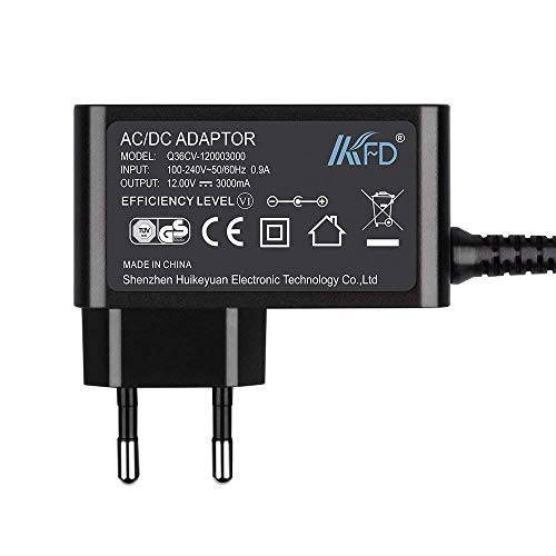 KFD Adaptador de Corriente 12V 3A Transformadores Cargador Portátil 100-240V a DC 12V para Discos duros externos, Tira LED RGB, Fritzbox 7390 7490, Seagate, Telekom, Laptop 2.5A 2A 1.5A 36W Máximo