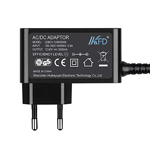 KFD DC 12V 3A 36W Adaptador Cargador Portátil Fuente de alimentación Transformador para Cámara CCTV, Enrutadores, Ordenador portátil, Escáner, Concentradores, Impresora, Tiras de LED con 6 Enchufes