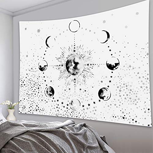 KHKJ Tapiz de Mandala de Luna y Sol, Tapiz de brujería, decoración Hippie, Sala de Estar, decoración del hogar, colchón A4 95x73cm