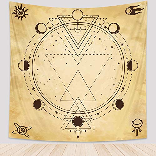 KHKJ Tarot Tapiz Dormitorio Colgante de Pared decoración del hogar adivinación brujería decoración Bohemia colchón con Estampado Hippie A12 200x180cm