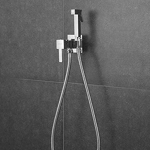 Kibath 469251 Grifo WC Bidet higiene íntima para Agua fría y Caliente diseño Cuadrado. Fabricado en latón, Cromo Brillo, 1