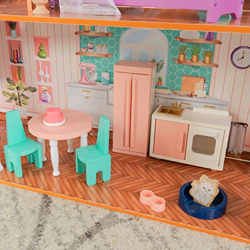 KidKraft Camila Casa de muñecas de madera con muebles y accesorios incluidos, apta para muñecas de 30 cm, rosa, 65986