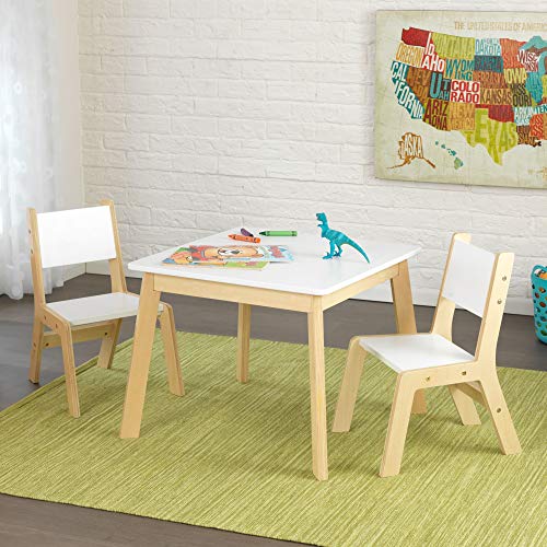 KidKraft- Mesa con 2 sillas de madera y blanca, para sala de juegos infantil / muebles de dormitorio, Color Blanco (27025)