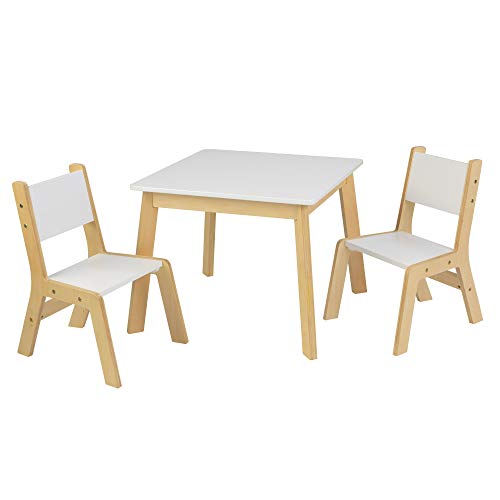 KidKraft- Mesa con 2 sillas de madera y blanca, para sala de juegos infantil / muebles de dormitorio, Color Blanco (27025)