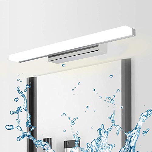 Kimjo Lámpara de Espejo 40CM para Baño, Aplique Espejo Baño 9W Blanco Frío 6000K 900LM IP44 Contra Niebla, AC110-240V No Regulable Lámpara Baño Espejo Acero Inoxidable Iluminación para Maquillaje