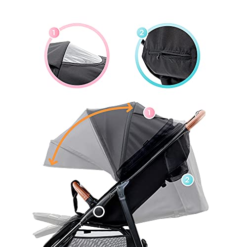 Kinderkraft Silla de Paseo GRANDE, Carrito, Capota Desplegable, para Niños, Negro