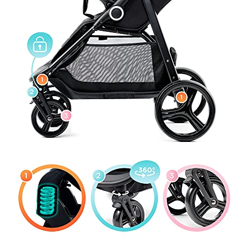 Kinderkraft Silla de Paseo GRANDE, Carrito, Capota Desplegable, para Niños, Negro