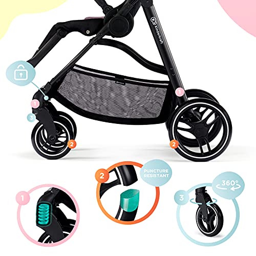 Kinderkraft Silla de Paseo VESTO, Carrito, Suspensión, Impermeable con UPF 50+, Rosa