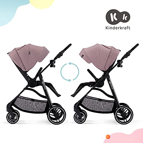 Kinderkraft Silla de Paseo VESTO, Carrito, Suspensión, Impermeable con UPF 50+, Rosa