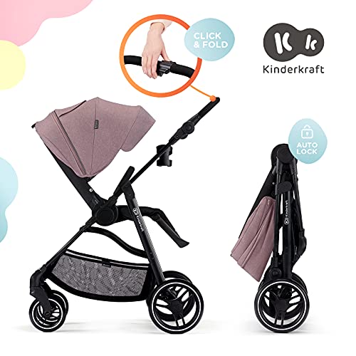 Kinderkraft Silla de Paseo VESTO, Carrito, Suspensión, Impermeable con UPF 50+, Rosa