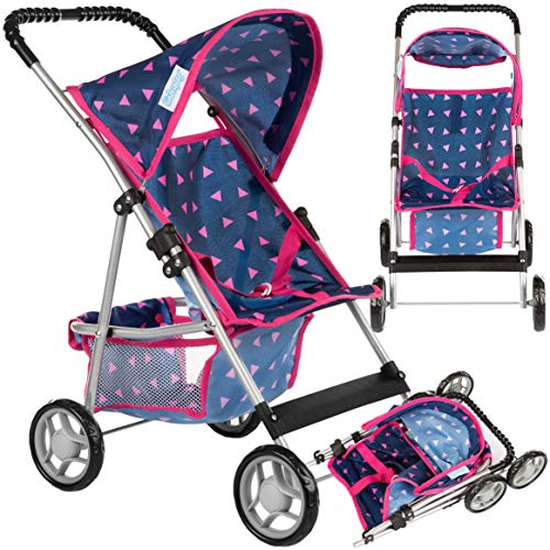 Kinderplay Carrito Bebe Juguetes, Carrito Muñecas - Sillas De Paseo, Cochecito, Parasol, Buggy, Carrito De Bebe, Estructura Ligera Y Estable, Ruedas de Espuma 2 3 años, KP0280T