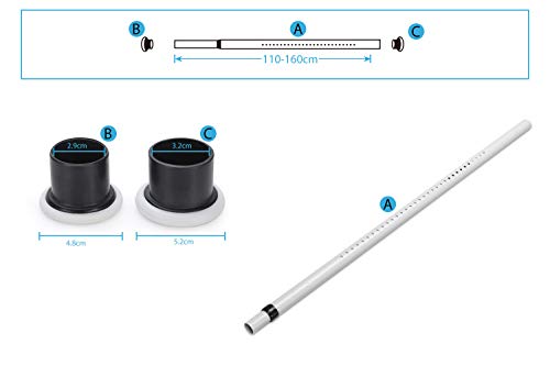 KINLO 110-160cm Barra Telescópica Varilla Barra de Cortina de Ducha Barra de Secado de Ropa Barra de Cortina de Acero Inoxidable de Ducha no Perforada Barra de Metalmultifunción Varilla