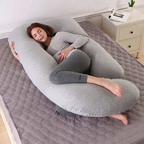 KINRU Almohada de Maternidad , Almohada de Embarazada Grande Multifuncional de Cuerpo Completo en Forma de J, Adecuada para Cuello, Espalda, Piernas de Las Mujeres Embarazadas