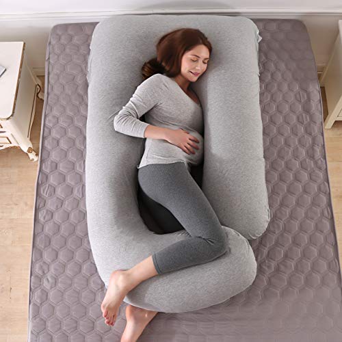 KINRU Almohada de Maternidad , Almohada de Embarazada Grande Multifuncional de Cuerpo Completo en Forma de J, Adecuada para Cuello, Espalda, Piernas de Las Mujeres Embarazadas