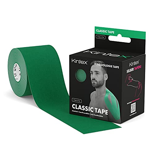 Kintex Cinta Kinesiology Classic 5cm x 5m, Cinta fisiológica, Cinta terapéutica, elástica, impermeable Verde