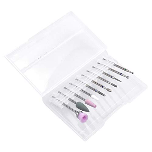 Kissral Broca Manicura 10 Pcs Brocas Herramientas para Uñas Juego de Brocas para Uñas Profesionales Uñas Acrílicas Manicura Herramientas de Pedicura 3/32"para Pedicura Salón de Uso Doméstico