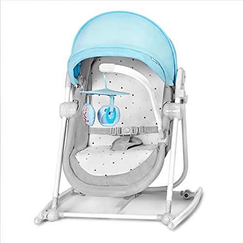 kk KinderKraft Columpio Bebé 5 En 1 Unimo Up, Balancín, Silla, Cuna, Capota, Azul