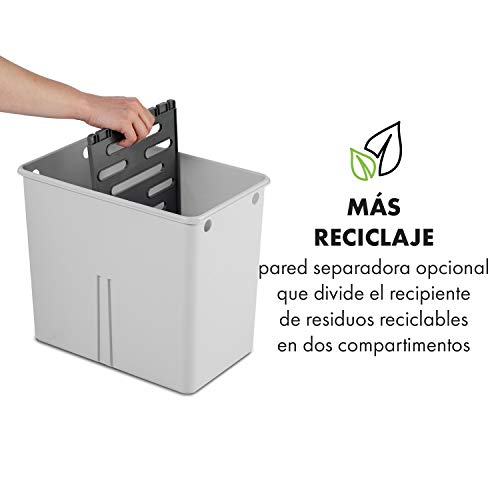 Klarstein Touchless Ultraclean - Cubo de basura con sensor, Volúmen de 60 litros, 3 contenedores, Esterilización por ozono, Elimina 90% de las bacterias, Filtro de olores integrado, Plateado