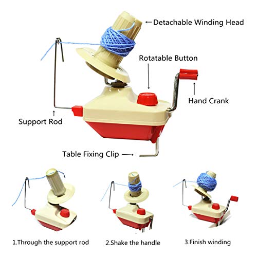KNEWMART Bobinadora de Hilo,Kit de bobinado de Lana de Punto con Tablero de Bobina,1Bobinadora de Hilo + 1PC Tijeras (2)