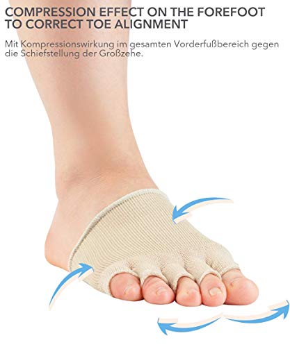 Knitido Dr. Foot® Hallux Valgus| Banda elástica metatarsal para juanetes, Colores:Beige (007), Talla:35-44