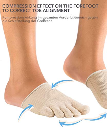 Knitido Dr. Foot Hallux Valgus | Banda metatarsal para juanetes con dedos cerrados, Colores:beige, Talla:41-46