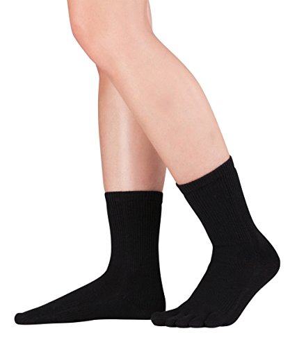 Knitido Dr. Foot® Hallux Valgus | Calcetines con dedos para juanetes, media pierna, Talla:39-42, Colores:negro (001)