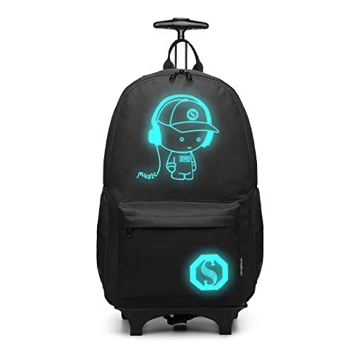 Kono Anime Cartoon Luminous música Boy Backpack Escuela Estudiante Mochila de Moda, Mochila Escolar Unisex Bookbag Maleta De Viaje Trolley Ordenador Mochila (Negro)