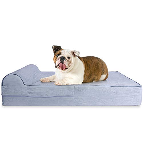 KOPEKS Cama Grande para Perros Mascotas Grandes con Memoria Viscoelástica Ortopédico 91 x 71 x 15 cm más la Almohada - L - Gris