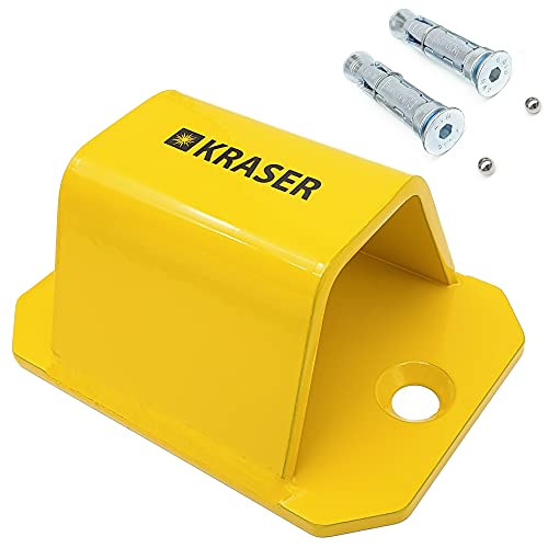 KRASER KR51Y Anclaje Antirrobo de Suelo o Pared en Acero de Alta Resistencia con Base para Moto, Bici, Remolque, Amarillo