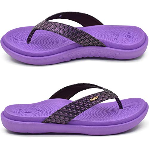 KuaiLu Morado Chanclas Mujer Verano Playa Sandalias de piscina Apoyo de Arco Ortopedicas Chanclas Zapatos Cómodos para Caminar Antideslizante Talla 42EU