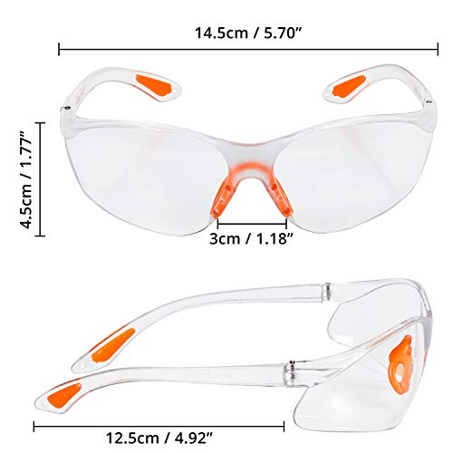 Kurtzy Pack 12 Gafas de Seguridad con Lentes Transparentes Plaquetas Nasales y Patillas de Goma para un Ajuste Cómodo – Equipo Protector Personal Lentes Resistente a Arañazos – Gafas PPE