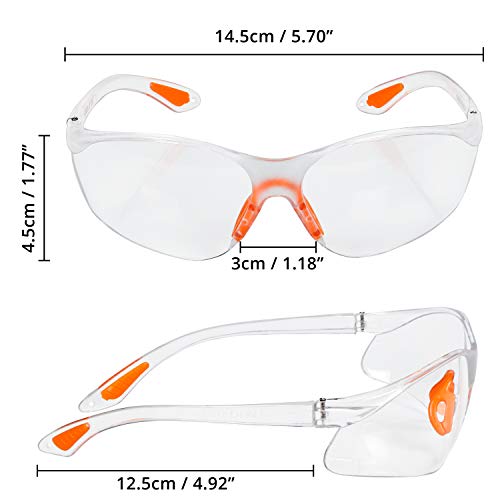 Kurtzy Pack 24 Gafas de Seguridad con Lentes Transparentes Plaquetas Nasales y Patillas de Goma para un Ajuste Cómodo – Equipo Protector Personal Lentes Resistente a Arañazos – Gafas PPE