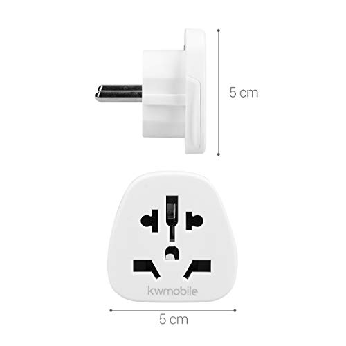 kwmobile Enchufe Adaptador UK-EU - 2 Adaptadores de Viaje con Entrada del Reino Unido a Enchufe Europeo - Set de adaptadores para Viajes en Blanco