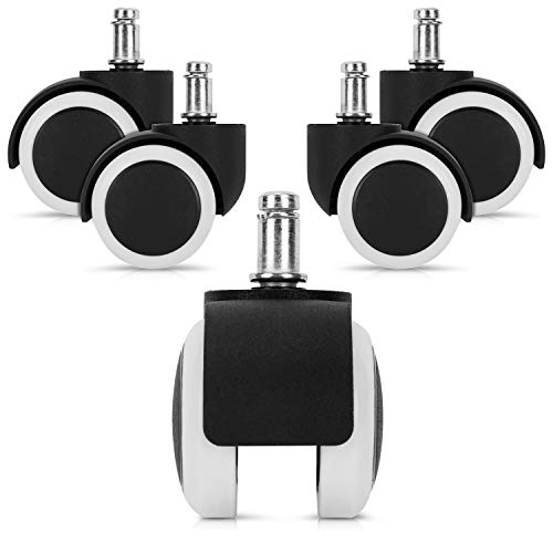 kwmobile Navaris Ruedas para Silla de Oficina de 11MM - Set de 5 Ruedas de 50MM de diámetro - Ruedas de Repuesto giratorias de plástico Duro - Blanco