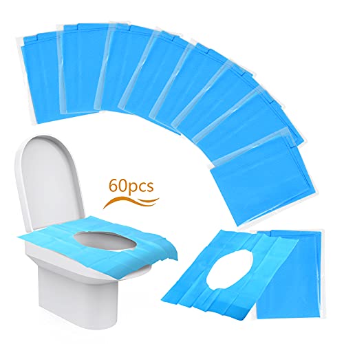 LAITER 60 Cubierta desechable de tapa del inodoro Funda individual de asiento del Inodoro Impermeable Biodegradable Antibacteriano Desechable Higiénica para Baño Hogar Hospital Niños