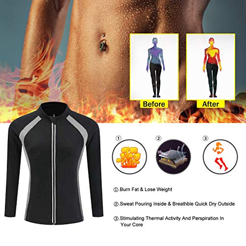 LaLaAreal Fajas Neopreno Sudor Camiseta Mujer Sauna Reducer Compression Suit Ejercicio Chaqueta Reductora Adelgazante P¨¦rdida de Peso para Deporte Fitness Entrenamiento de Cintura