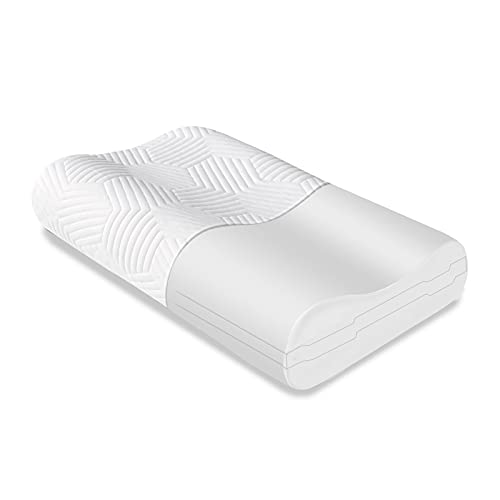 LAMB Almohada cervical ergonómica de espuma viscoelástica, ajustable en altura, para posición lateral, extraíble y lavable, color blanco