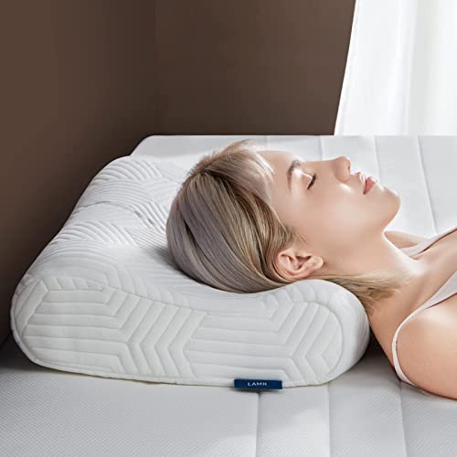 LAMB Almohada cervical ergonómica de espuma viscoelástica, ajustable en altura, para posición lateral, extraíble y lavable, color blanco