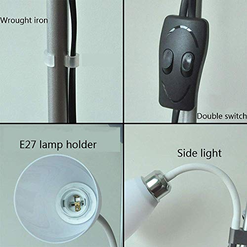 Lámpara de pie LED regulable, uplighter con brazo de lectura de cuello de cisne flexible, función de temporización, control remoto, interruptor doble, lámpara de mesa de metal plateada para madre