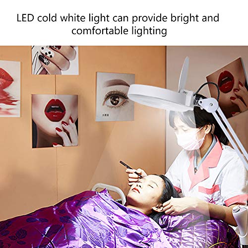 Lampara Led Pie Estetica Lampara Estetica Con Lupa Lupa Estetica Profesional Lámpara De Trabajo 5 X Aumento Lámpara De Pie Flexible Brazo De Altura Ajustable Con Soporte Con Ruedas Color Blanco