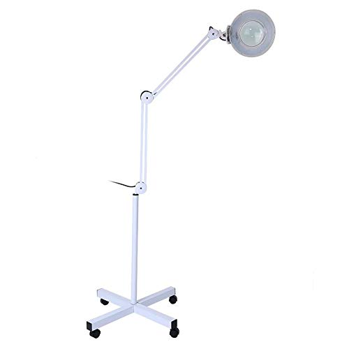 Lampara Led Pie Estetica Lampara Estetica Con Lupa Lupa Estetica Profesional Lámpara De Trabajo 5 X Aumento Lámpara De Pie Flexible Brazo De Altura Ajustable Con Soporte Con Ruedas Color Blanco