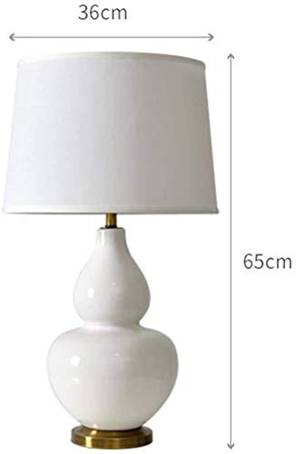 Lamparas de mesita de noche Cuerpo de luz de cerámica en forma de calabaza blanca, lámpara de mesa de interruptores de botón de 36 * 65 cm, lámpara de mesa decorativa del hotel, exquisitas obras de ar