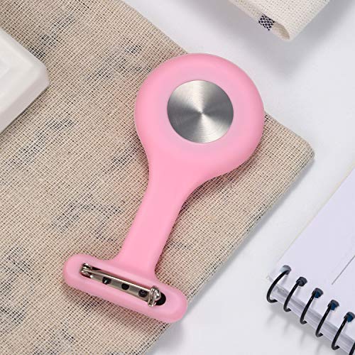 Lancardo Reloj Enfermera con Cubierta Silicona Redondo Reloj de Bolsillo Médico de Movimiento Cuarzo NO Impermeable Reloj con Dial de Báscula Digital Rosa