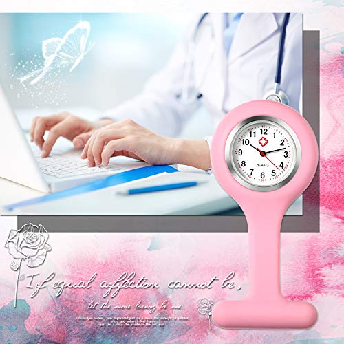 Lancardo Reloj Enfermera con Cubierta Silicona Redondo Reloj de Bolsillo Médico de Movimiento Cuarzo NO Impermeable Reloj con Dial de Báscula Digital Rosa