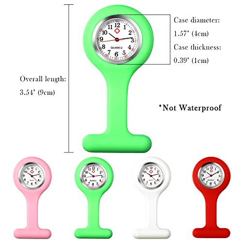 Lancardo Reloj Enfermera con Cubierta Silicona Redondo Reloj de Bolsillo Médico de Movimiento Cuarzo NO Impermeable Reloj con Dial de Báscula Digital Rosa