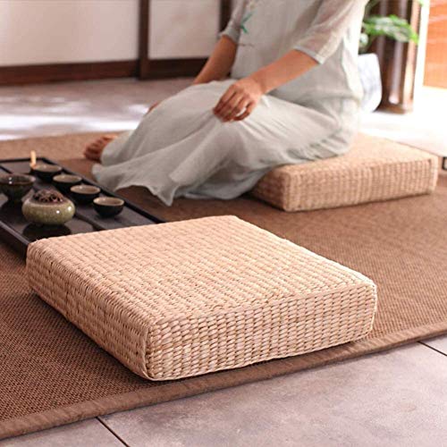 LanXin Cojines Suelo de Paja Presidente de Punto Transpirable Mat Baja futón for la decoración casera Espesa la Plaza de Presidente del cojín del Asiento Yoga Almohada Mat