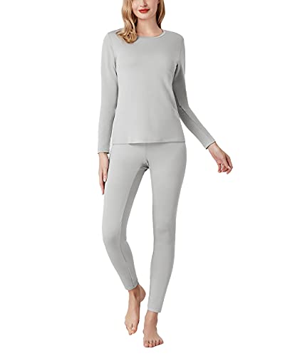 LAPASA Conjunto Térmico Mujer Ligero/Peso Mediano/Espeso, Ropa Interior Térmica Invierno, Tegnología Heat+ Super Caliente y Transpirable L66/L69/L73 L Gris