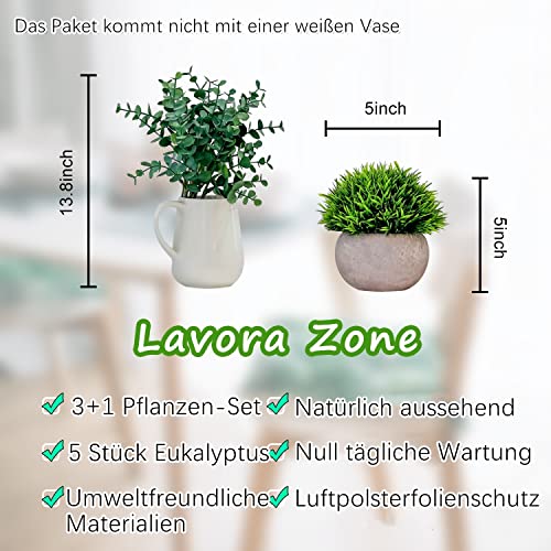 Lavora Zone Mini plantas artificiales 3+1 pieza Set pequeñas plantas falsas vegetales artificiales Topiary Plantas y flores para decoración